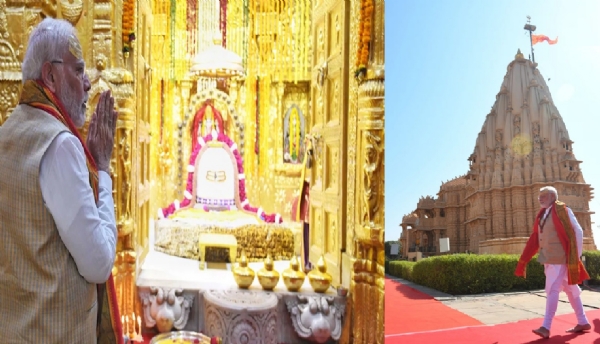 भगवान सोमनाथ मंदिर में प्रधानमंत्री नरेंद्र मोदी