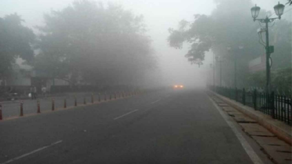 रायपुर की सड़कों पर शुक्रवार की सुबह छाया कोहरा