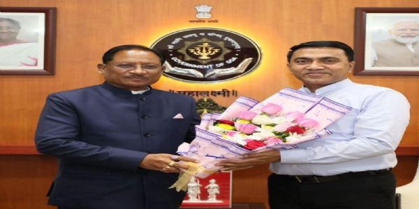 छत्तीसगढ़ के मुख्यमंत्री साय ने गोवा के मुख्यमंत्री डॉ. प्रमोद सावंत से की सौजन्य भेंट
