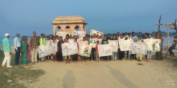 गांधी जी के कैथी आगमन की 97वीं वर्षगांठ पर निकली गांधी संदेश पदयात्रा