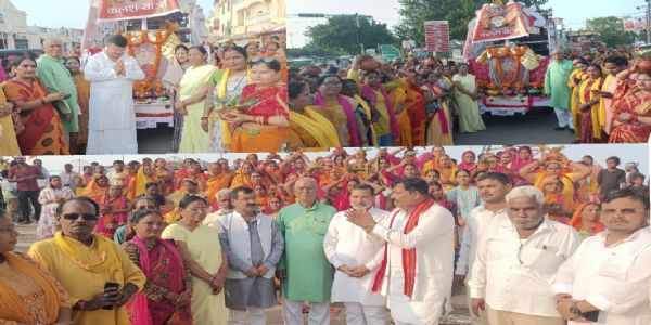 अयोध्या में निकली शक्ति वाहिनी की 26वीं कलश यात्रा, सरयू तट पर हुआ वरुण पूजन