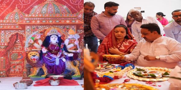 शारदीय नवरात्रि पर सांसद प्रवीन खंडेलवाल ने सपरिवार की कलश स्थापना, माँ शैलपुत्री की पूजा-अर्चना की