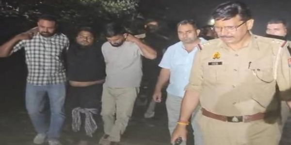 व्यापारी की हत्या में फरार आराेपित पुलिस मुठभेड़ में गिरफ्तार