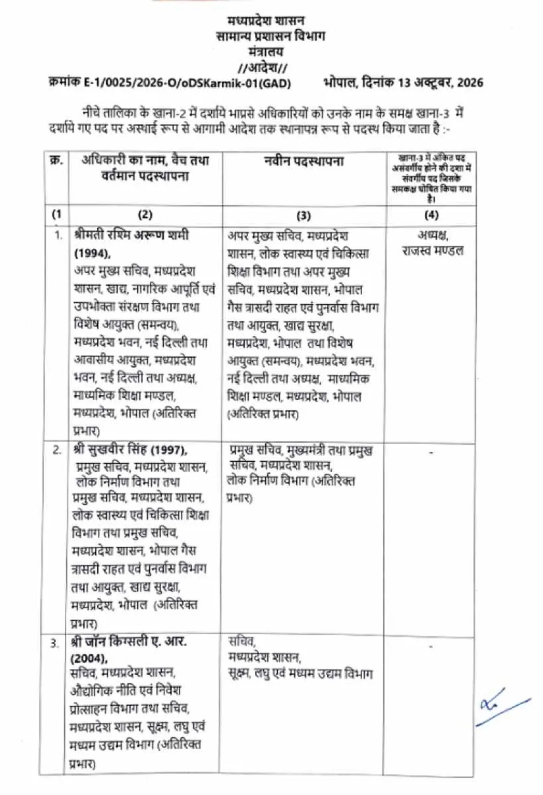 ईएएस तबादला सूची ईएएस तबादला सूची