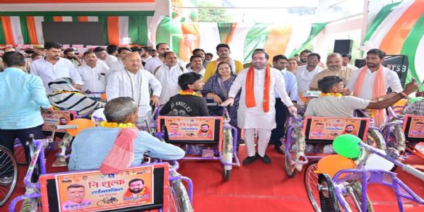 सेवा संकल्प अभियान का समापन, 100 दिव्यांगजनों को मिली ट्राई साइकिल