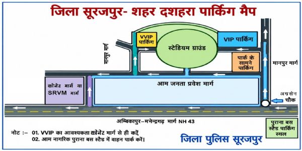 दशहरा पर सूरजपुर में पिकअप वाहनों की एंट्री बंद, हाईस्कूल ग्राउंड में होगी पार्किंग