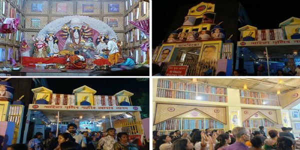 ‘ज्ञान मंदिर’ थीम पर सजा ओदालबकरा दुर्गा पूजा पंडाल, असम के साहित्यकारों को श्रद्धांजलि