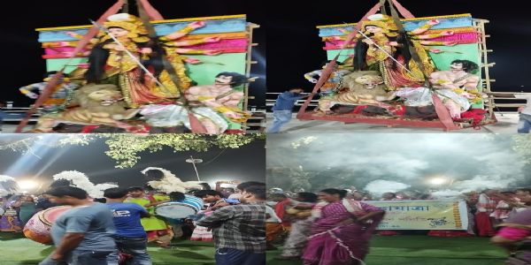 विसर्जन के दूसरे दिन पांडु घाट पर प्रतिमाओं का विसर्जन ,लोगों की उमड़ी भीड़