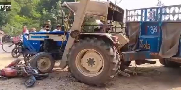 ट्रैक्टर-ट्रॉली की टक्कर से साइकिल सवार वृद्ध साधु की मौत