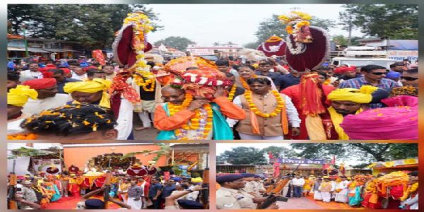 माता मावली की डोली व दंतेश्वरी के छत्र की रियासतकालीन परंपरानुसार हुई विदाई