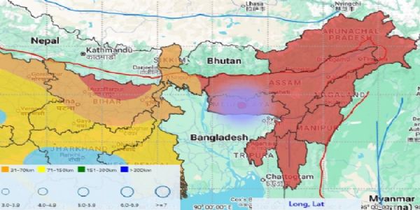 मेघालय में आए भूकंप का मानचित्र मेघालय में आए भूकंप का मानचित्र