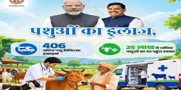 मध्य प्रदेश में पशुओं को घर पहुंच मिल रहा इलाज