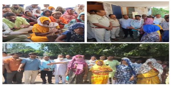 उमरिया: भूमि विवाद में थाने के बाहर धरने पर बैठे ग्रामीण, कंपनी कर्मचारियों पर एफआईआर की मांग