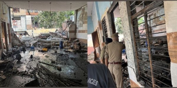 गाजियाबाद: रावण का पुतला बनाते समय फटे पटाखे, दो दीवारें गिरी, पांच लोग भी घायल