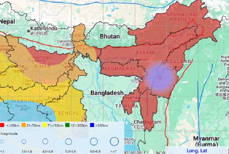 मणिपुर में आए भूकंप का मैप मणिपुर में आए भूकंप का मैप