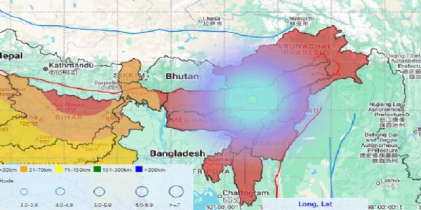 असम में आए भूकंप का मैप असम में आए भूकंप का मैप
