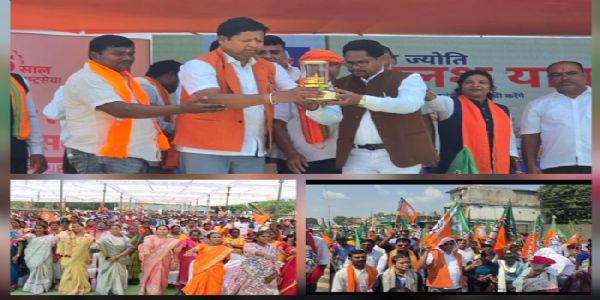 प्रधानमंत्री के जनसेवा के 25 वर्ष पूर्ण होने पर सेवा ज्योति यात्रा चारों विकासखंडों के लिए हुई रवाना