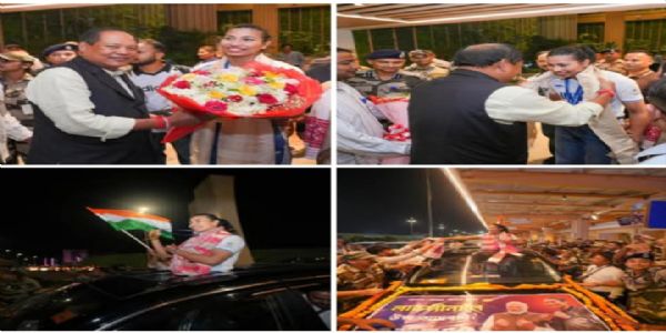 एशियाई खेलों की स्वर्ण पदक विजेता लवलीना बरगोहाईं का गुवाहाटी में भव्य स्वागत
