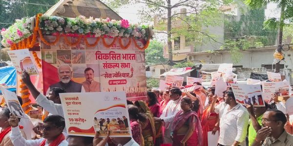 भाजपा ने निकाली सेवा ज्योति कलश यात्रा, साइकिल-बाइक रैली भी निकली