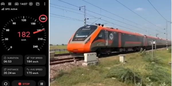 कपूरथला में बनी वंदे भारत ट्रेन का मथुरा-नागदा खंड पर 180 किमी प्रति घंटे की रफ्तार से सफल परीक्षण