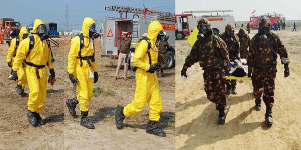 गुरुग्राम: बठिंडा से आए एनडीआरएफ जवानाें ने की रसायन रिसाव की माॅकड्रिल