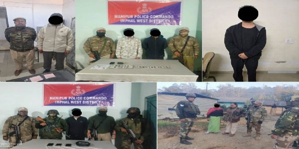 मणिपुर के अलग-अलग हिस्सों से पांच उग्रवादी गिरफ्तार