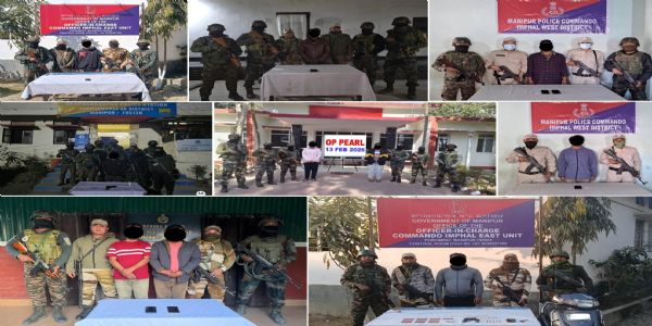 मणिपुर के अलग-अलग हिस्सों से गिरफ्तार 10 उग्रवादियों की तस्वीर