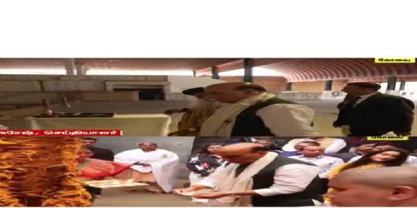 ईशा योग केंद्र में महाशिवरात्रि समारोह के लिए पहुंचे रक्षा मंत्री राजनाथ सिंह