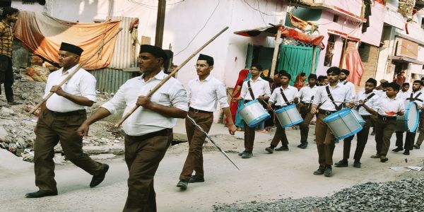 आरएसएस ने मनाया अखिल भारतीय घोष दिवस,किया पथ संचलन