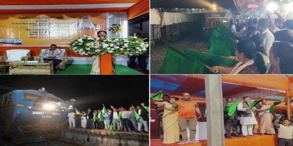 ट्रेन को मिला नया ठहराव, सांसद और मंत्री ने दिखाई हरी झंडी