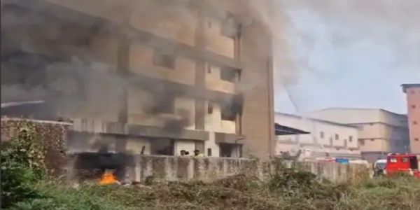 वापी के वाइब्रेंट पार्क की एक कंपनी में भीषण आग, दो कर्मचारी झुलसे