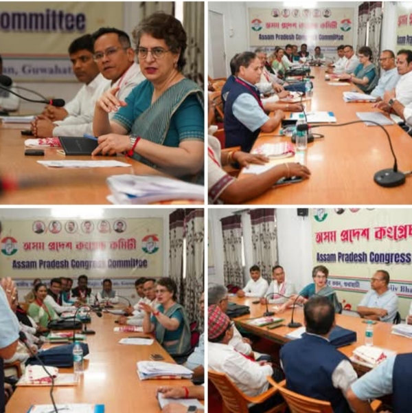 AICC General Secretary Priyanka Gandhi Attending Key Organisational Review Meeting with Gaurav at Rajiv Bhawan
