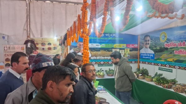 प्राकृतिक खेती स्टाल पर उमड़ी भीड़।