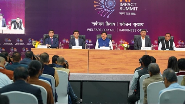 मध्य प्रदेश के मुख्यमंत्री नई दिल्ली में इंडिया एआई इम्पैक्ट समिट 2026 को संबोधित करते हुए