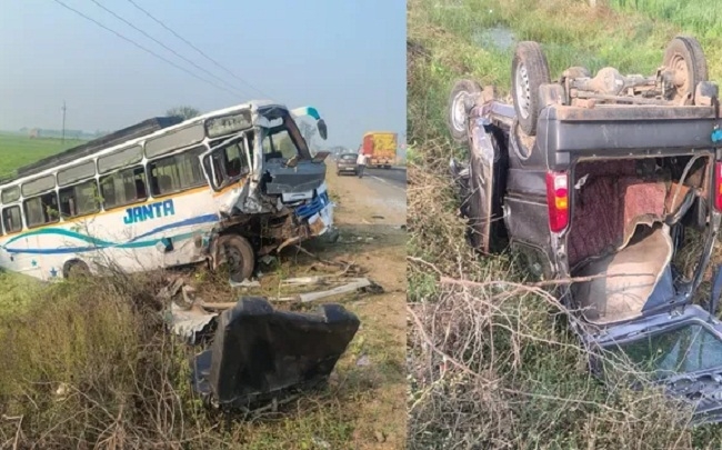 हादसे के बाद बस की तस्वीर हादसे के बाद बस की तस्वीर