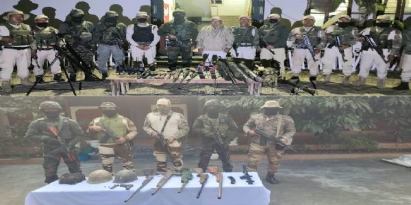 थौबल एवं चंदेल जिलों से भारी मात्रा में हथियार एवं गोला-बारूद बरामद