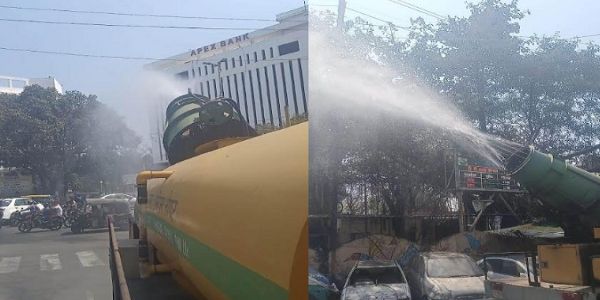 भोपाल: वायु गुणवत्ता सुधारने शहर में फागर मशीनों से हाे रहा पानी का छिड़काव