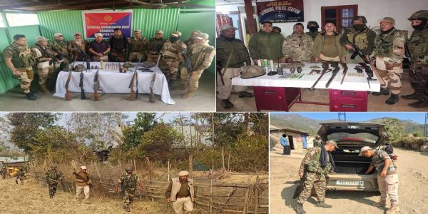 काकचिंग और इंफाल पूर्व जिले से भारी मात्रा में हथियार एवं गोला-बारूद बरामद