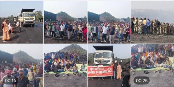 कोरबा : भू-विस्थापितों का आंदोलन, 5 घंटे बंद रहा गेवरा खदान का साइलो व कोल उत्पादन