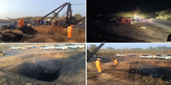 मेघालयः अवैध कोयला खदान हादसा स्थल का दृश्य। फोटो-हि.स.