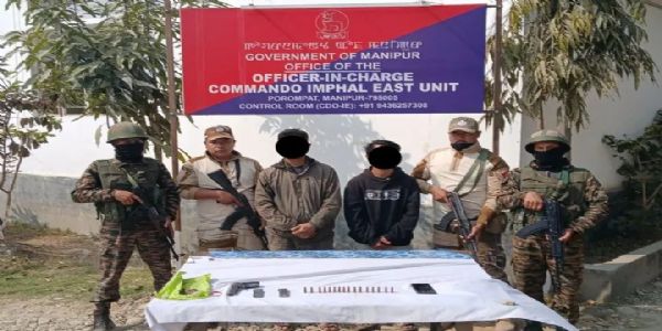 Image Related to the Rebels Held in Manipur and Arms Seized.