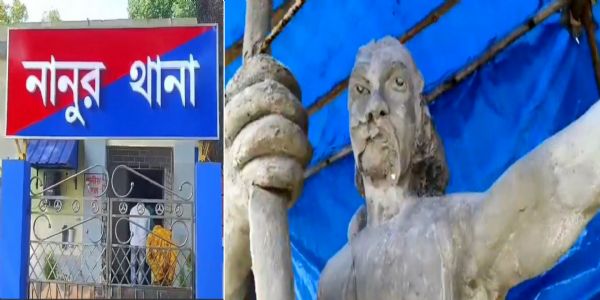 सिद्धू कान्हू मूर्ति तोड़ने पर जनजातियों ने किया पथावरोध