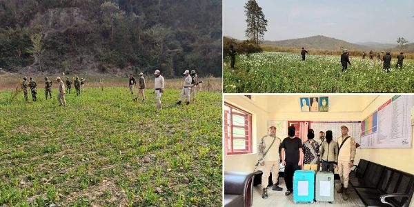 मणिपुर में अवैध अफीम की खेती को नष्ट किए जाने एवं गांजा के साथ तस्करों की तस्वीर मणिपुर में अवैध अफीम की खेती को नष्ट किए जाने एवं गांजा के साथ तस्करों की तस्वीर