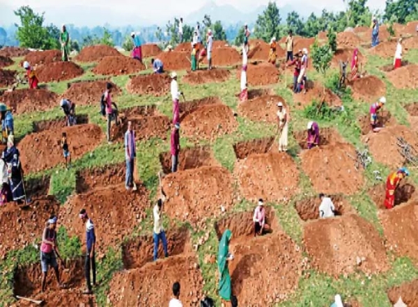 जल संरक्षण के लिए पहाड़ियों पर कंटूर ट्रेंच का किया जा रहा निर्माण