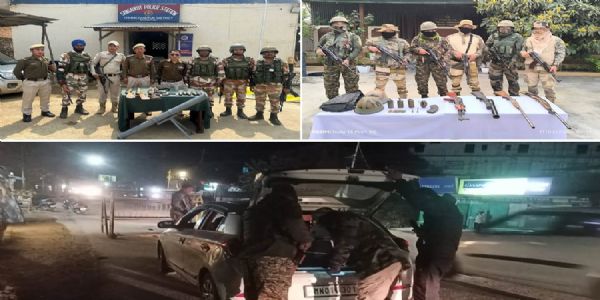 मणिपुर के चुराचांदपुर और थौबल जिलों से भारी मात्रा में हथियार एवं गोला-बारूद बरामद