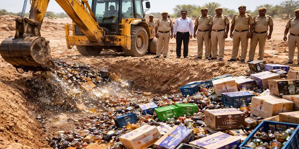 बीकानेर में ढाई लाख रुपए की शराब करवाई नष्ट