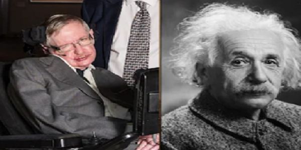 स्मृतियों में... अल्बर्ट आइंस्टीन और स्टीफन हॉकिंग। फोटो - इंटरनेट मीडिया