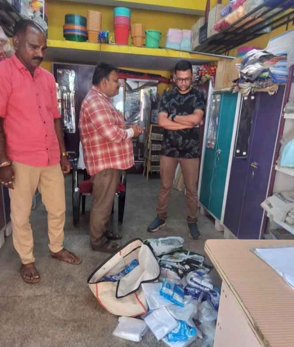 82 किलो प्रतिबंधित पॉलिथीन जब्त