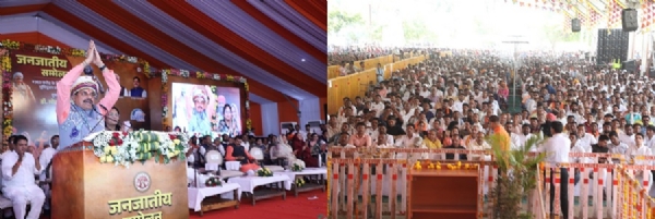 नेपानगर में जनजातीय सम्मेलन को संबोधित करते हुए मुख्यमंत्री डॉ. मोहन यादव