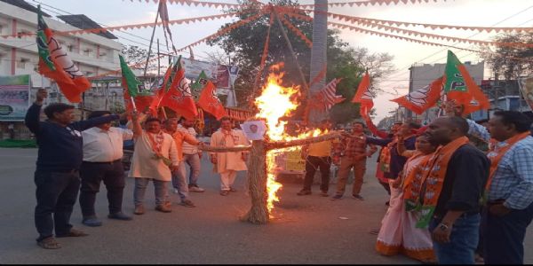 भाजपा ने मुख्यमंत्री का पुतला फूंका